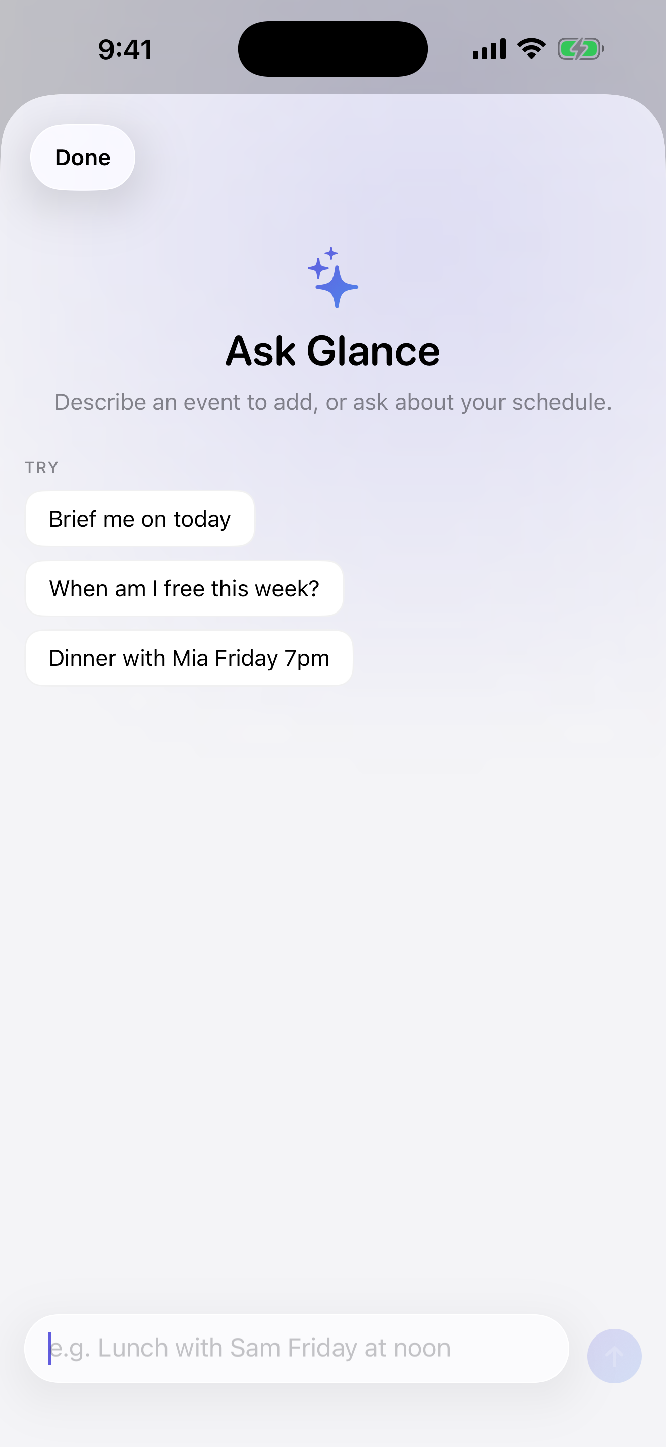Ask Glance scheduling assistant