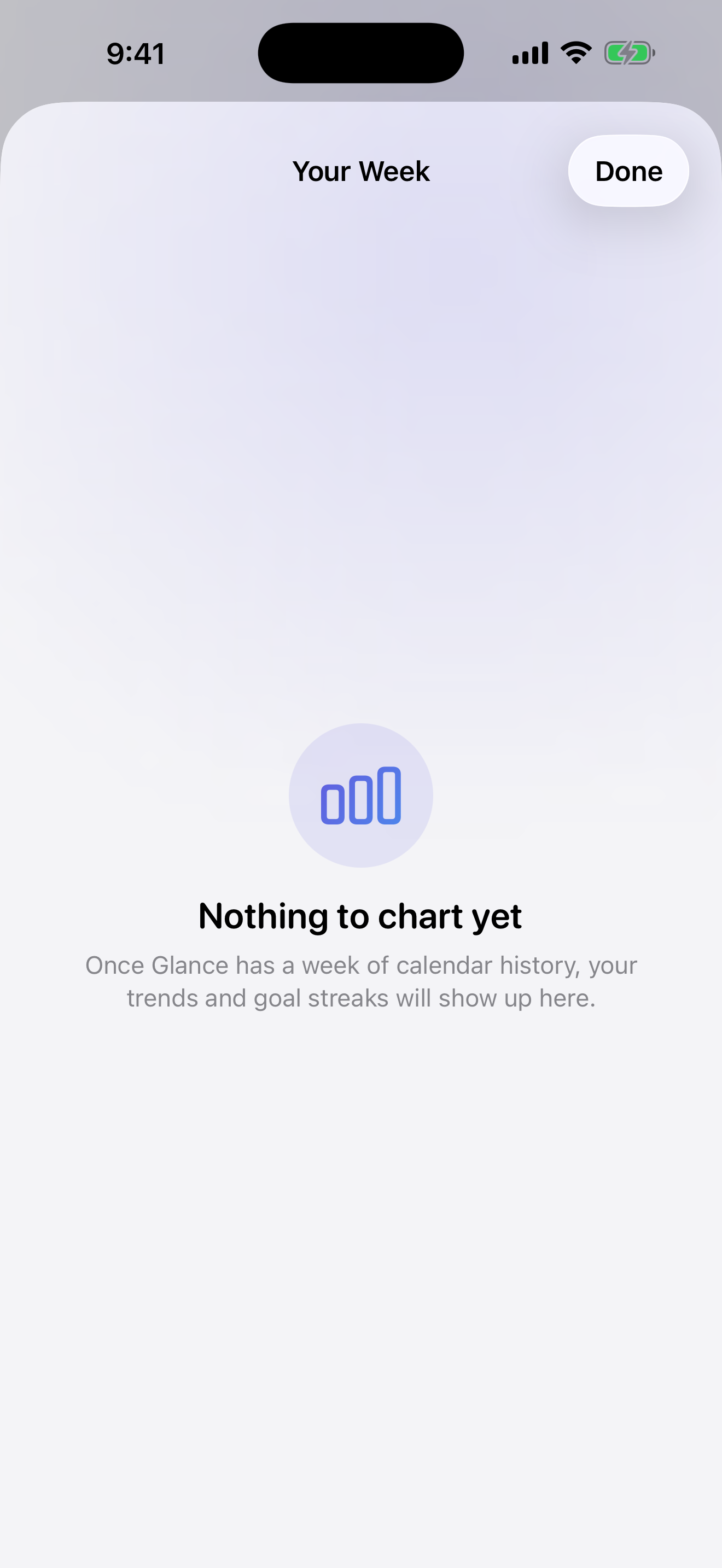 Glance weekly insights screen