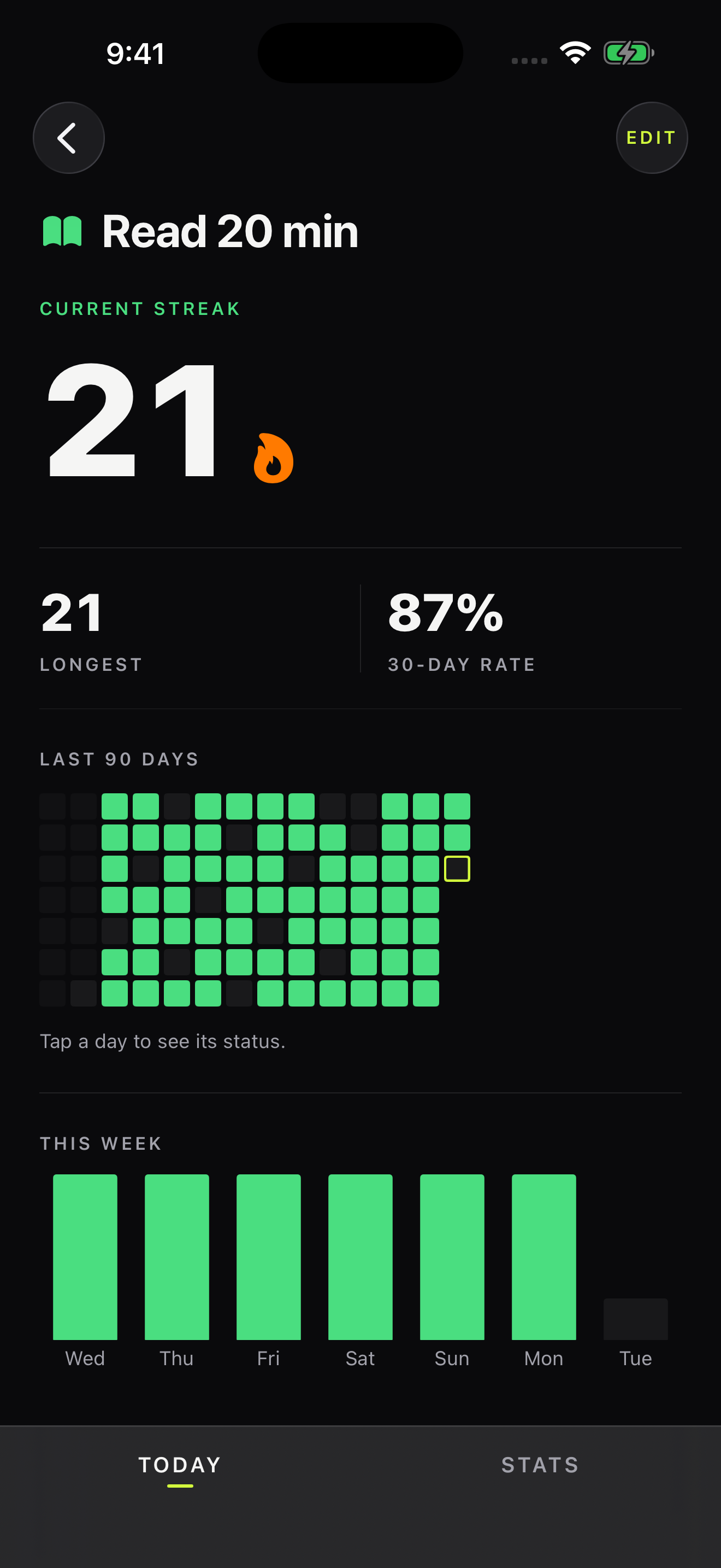Habit Streak 90-day history